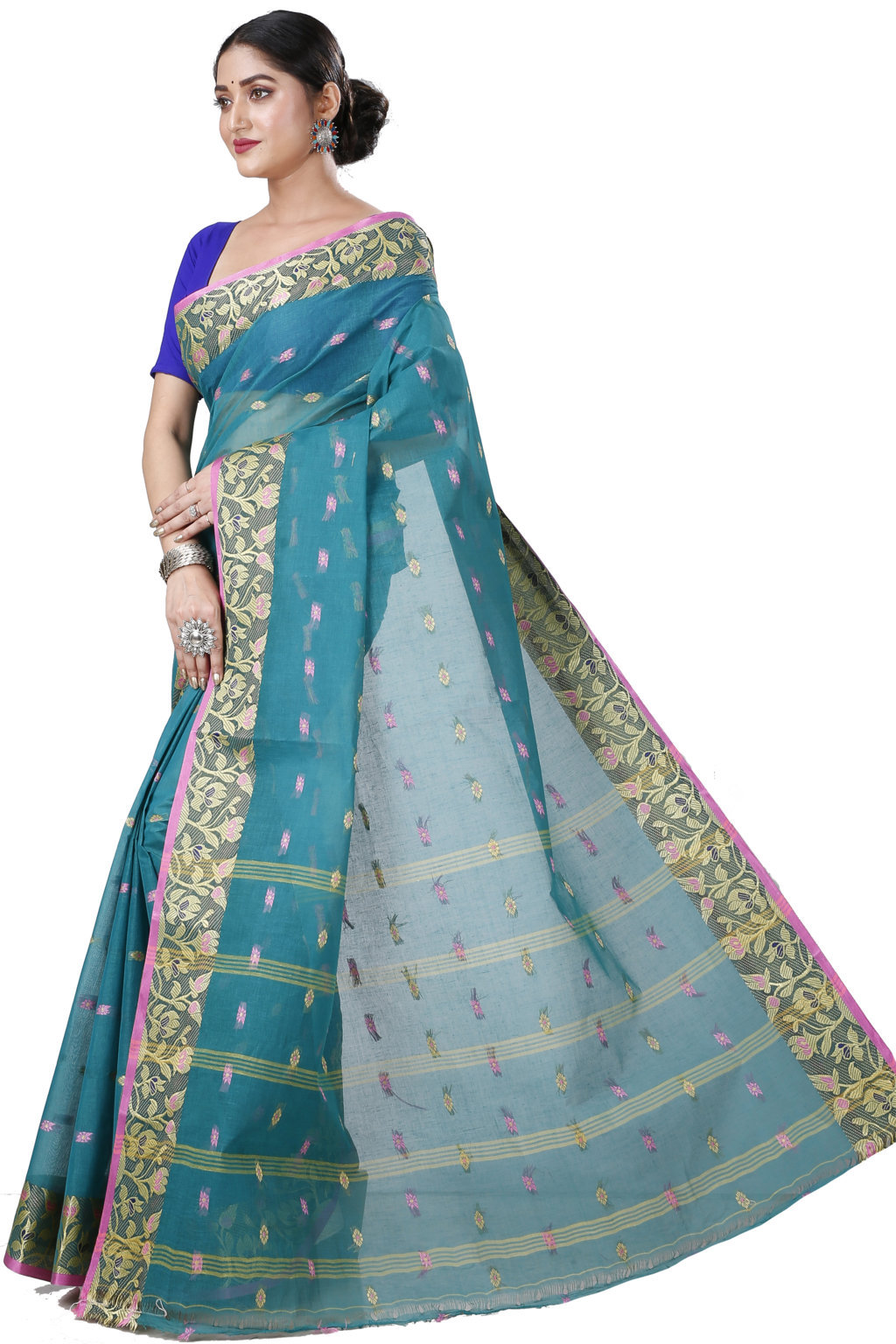 Dark Green Pure Cotton Gopika Tant Saree (1057)